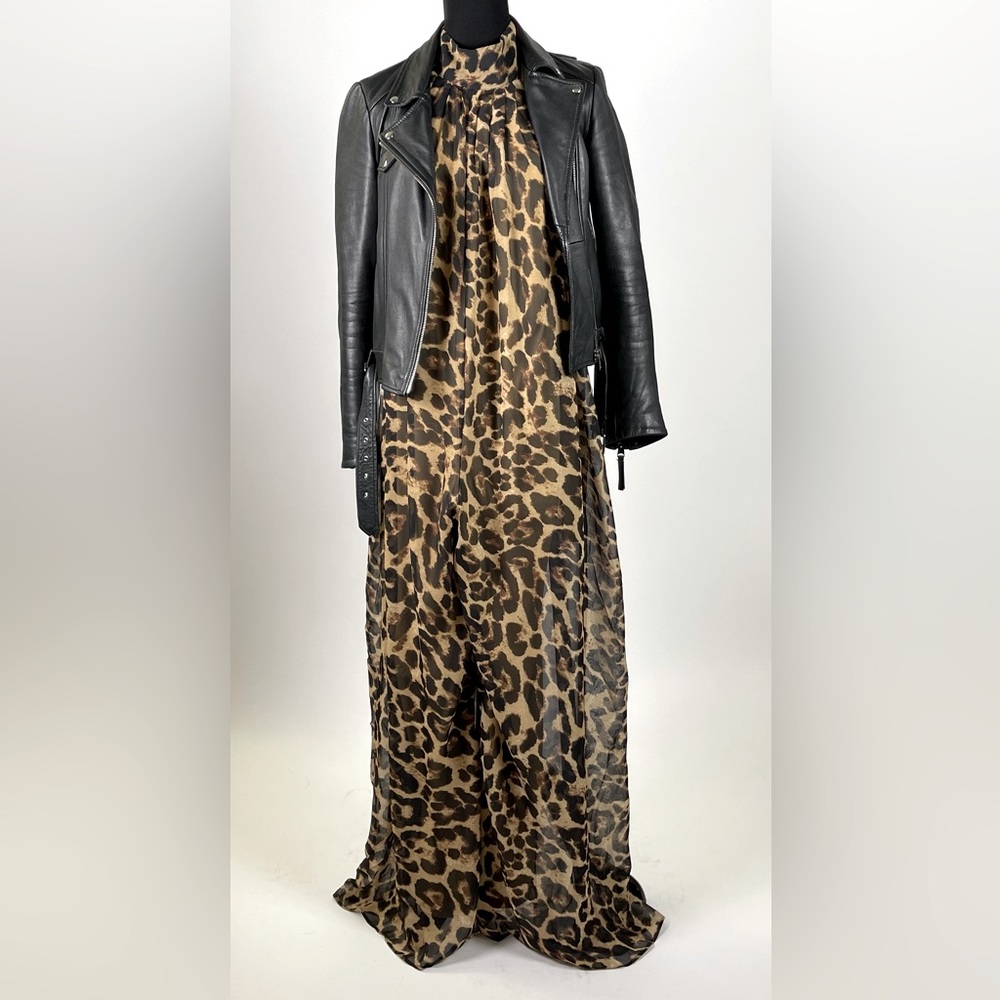 Leopard Print Wideleg Jumpsuit/wPockets